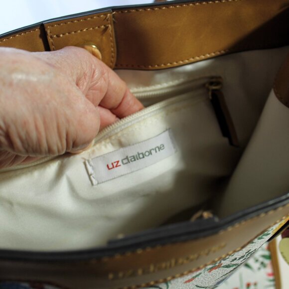 Liz Claiborne Vegan Leather Floral Tote Bag - Picture 7 of 12